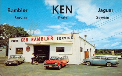 1963 NJ Paramus Ken Rambler & Jaguar Dealership Vintage autos Postcard N14