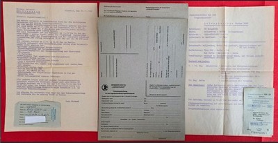 DDR 1980 Jahre FDJ Reise Antragsformular + 2x Überweisung für Jugendtouristreise