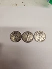 Lot of 3 -  Walking Liberty Half Dollars 1936, 1939-D, 1946  90% Silver US Coins