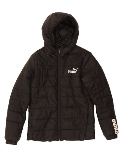 PUMA Mens Graphic Hooded Padded Jacket UK 34 XS Black Polyester BE02 - Picture 1 of 3