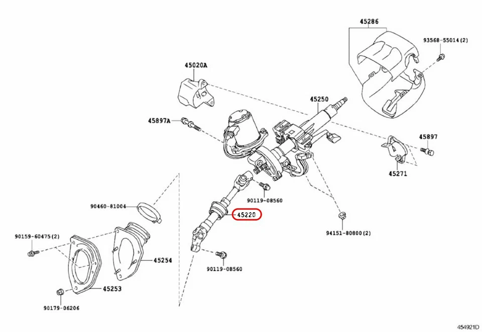 TOYOTA GENUINE HIGHLANDER 08-13 INTERMEDIATE STEERING SHAFT 45220-48171 OEM - Image 3 of 4