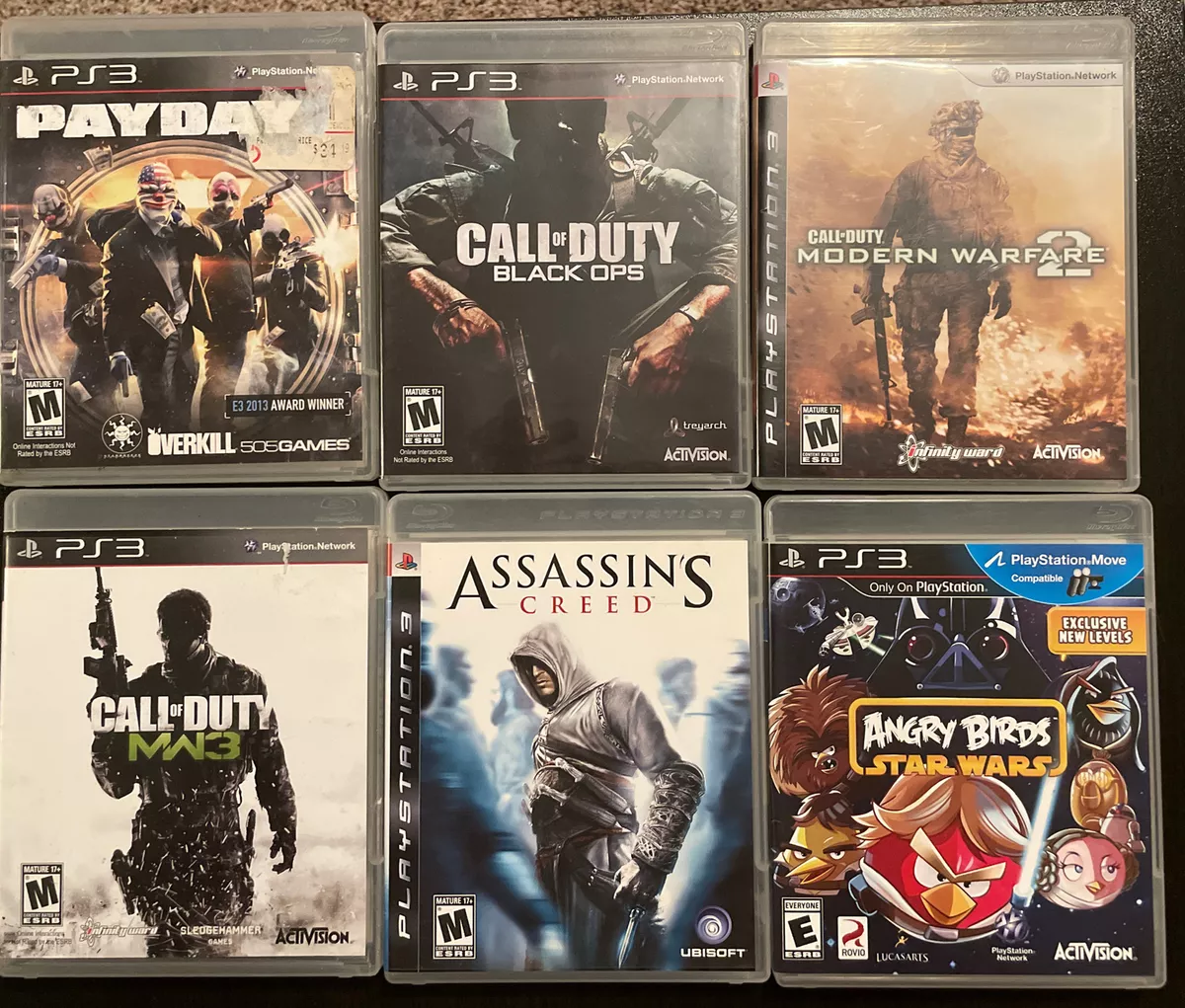 4 SONY PS3 GAMES CALL OF DUTY BLACK OPS MODERN WARFARE 2 & 4 & ASSASSINS  CREED 3