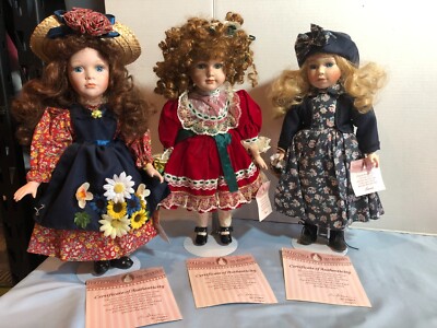 LOT of 3 Collectible Memories Porcelain Dolls NORMA JEAN, LAUREN