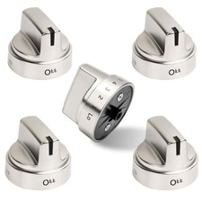 5Pack Stainless Steel Look Control Knob Fit For GE Gas Range Stove WB03X24818