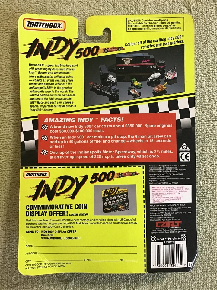 1990 Matchbox JIM CLARK  / #18 Kraco 75th Indy Car 1/64 Limited Diecast C - Image 4 of 4