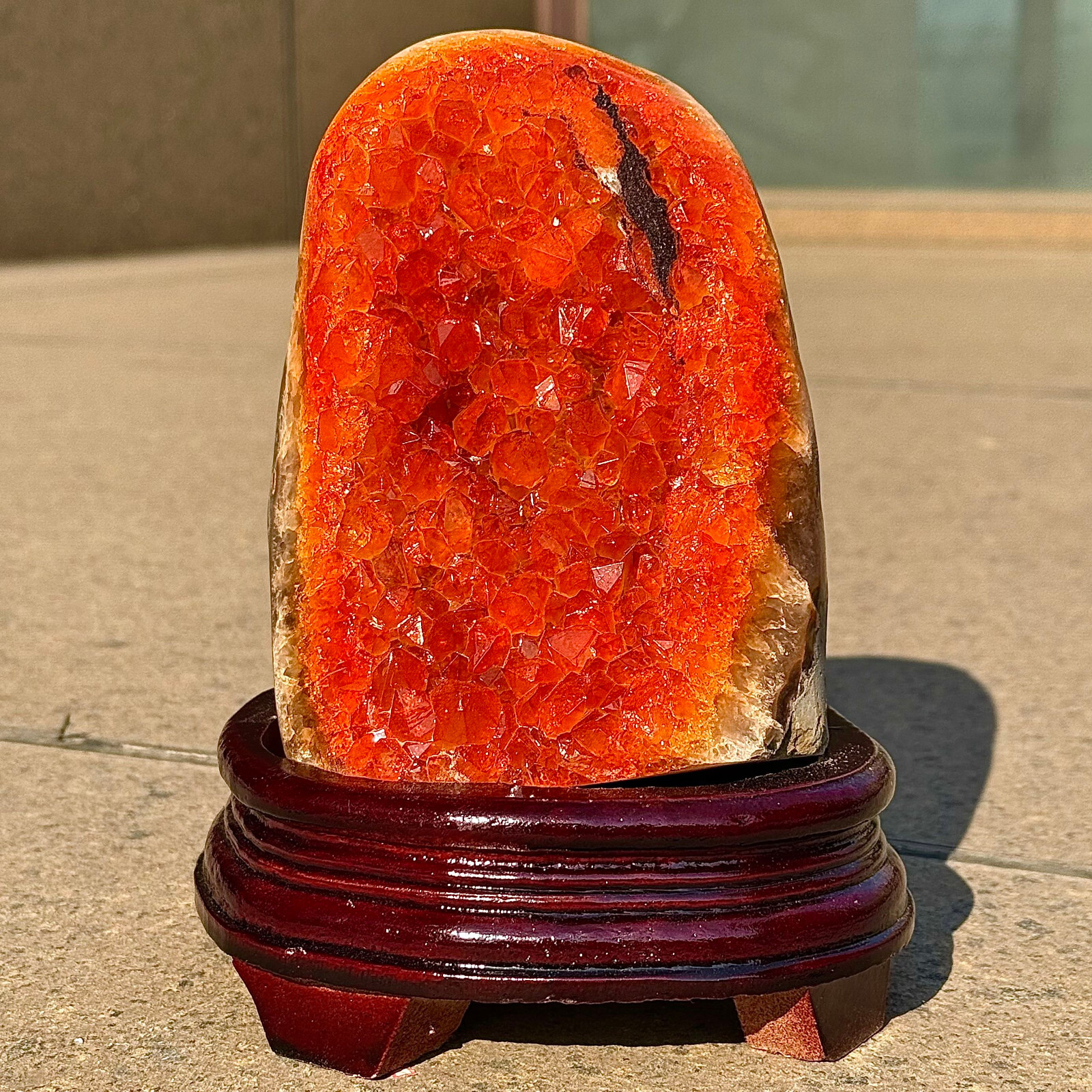 5.55LB Natural Yellow Citrine Crystal Geode Decor Stone for Home Display
