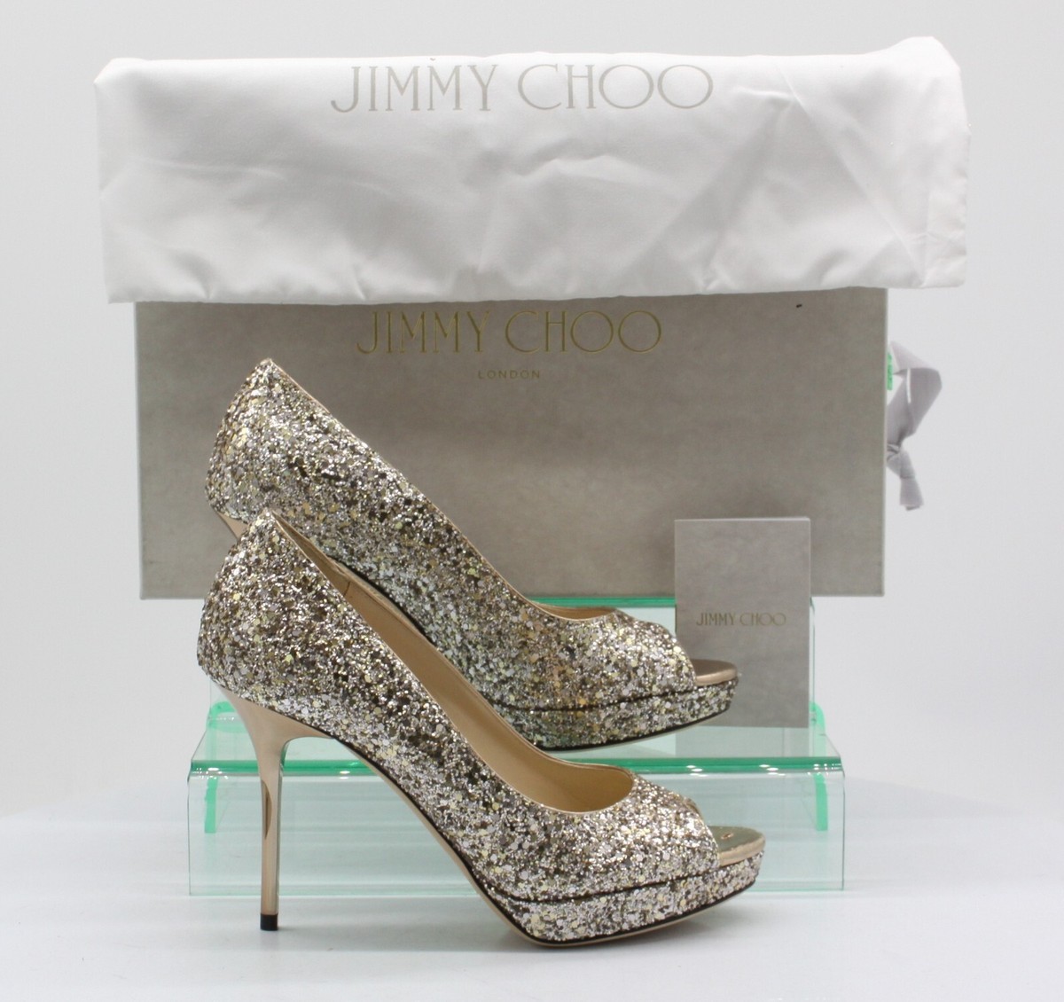 JIMMY CHOO LUNA WOMENS HEELS COARSE GLITTER FABRIC UK 2 EU 35 RRP 