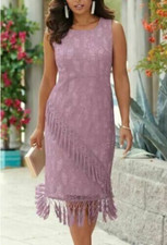 Size 8 Formal Wedding Cocktail Party Tassel Lace Dress from Midnight Velvet new