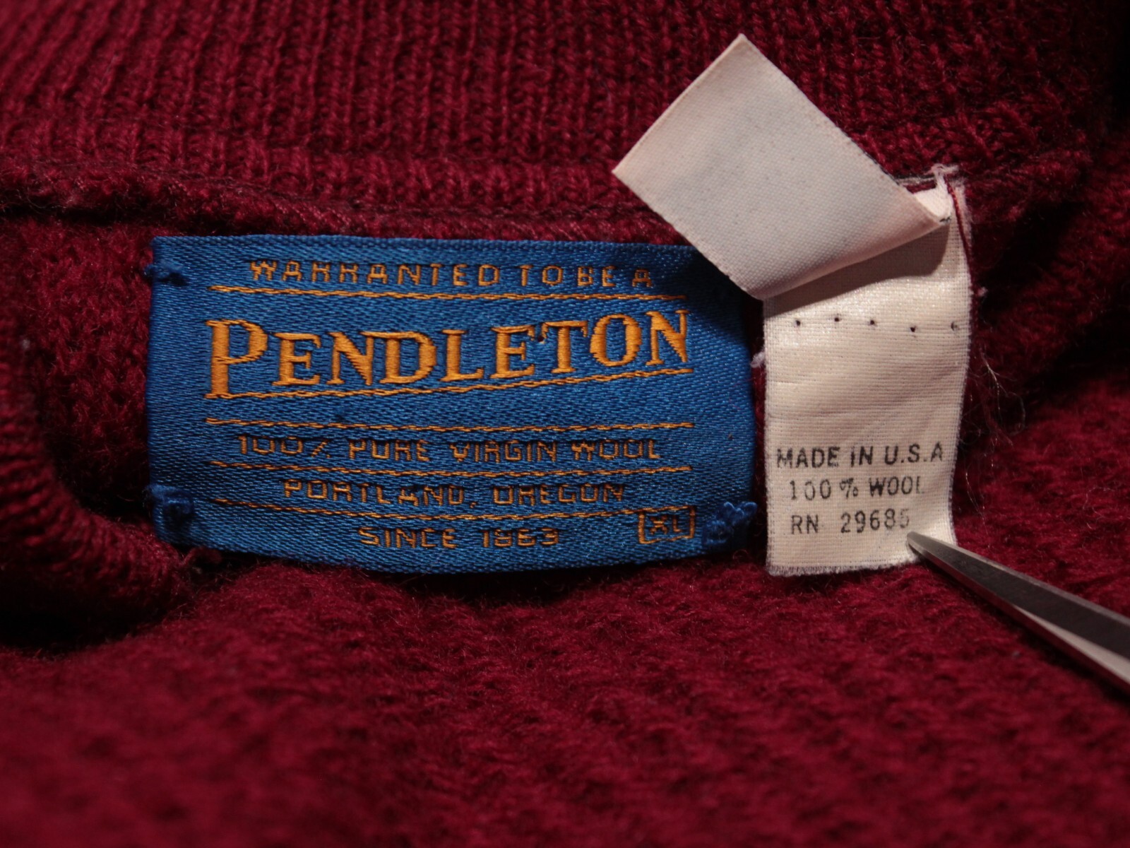 Vintage Pendleton 2 Button Wool Sweater Mens XL (… - image 7