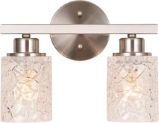 12.2" Vanity Lights, 2 Light Wall Sconce Lighting, Brushed Nickel Bathroom Light