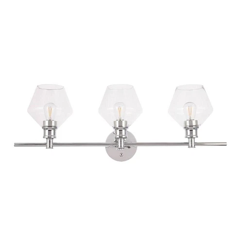 Living District Gene 3-Light Metal Wall Sconce in Chrome and Clear Glass - Picture 3 of 3
