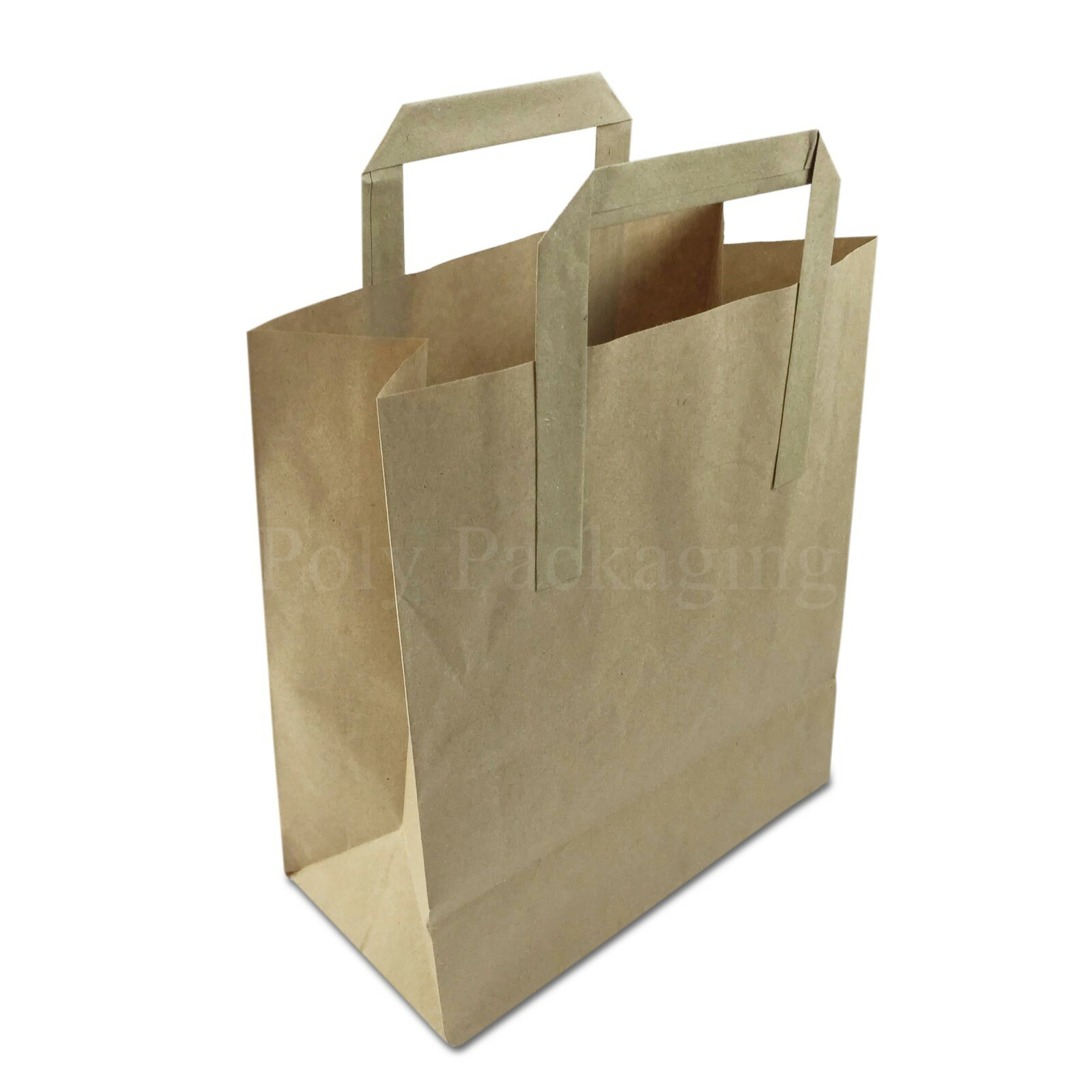 100 x (8x4x10"")Medium BROWN PAPER CARRIER BAGS with HANDLES Sandwich/Lunch