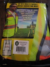 Forester Hi-Vis Class 2 Mesh Safety Vest Multi Pocket Surveyor Vest Mic Clip Med