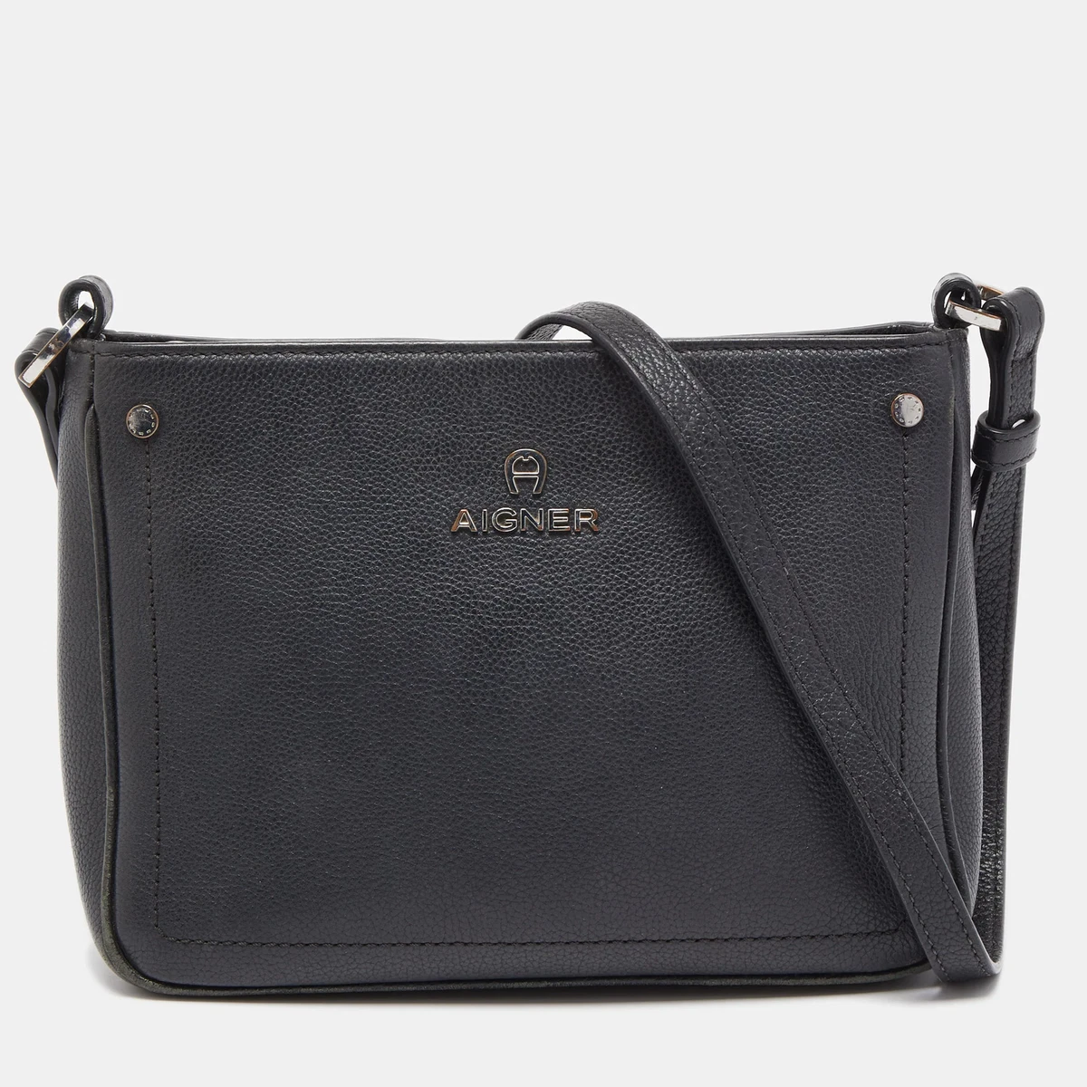AIGNER Black Leather Ava Crossbody Bag eBay