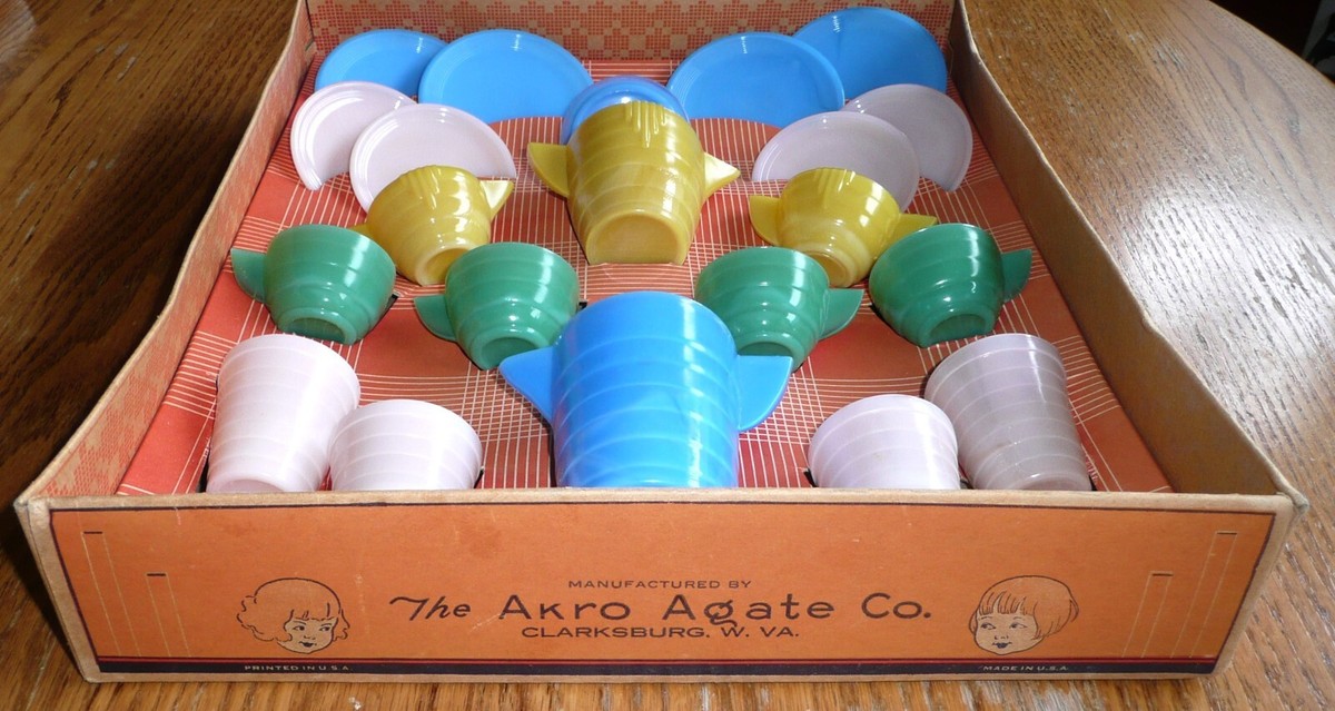 Akro Agate 21-Piece Stacked Disc Childs Tea Set - Multi