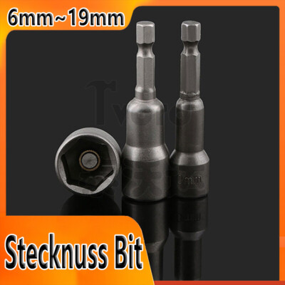 Ø6mm Ø8mm-Ø19mm Stecknuss Bit Nuss Steckschlüssel für 1/4  Akkuschrauber Bit