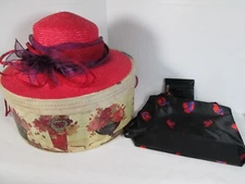 Hat Red Hat Society & Purse Something Special Red/Purple 100% Natural Straw