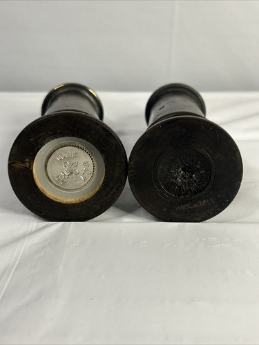 Vintage Wood And Pewter Salt Shaker Pepper Grinder Made In Italy 7" - Picture 7 of 20