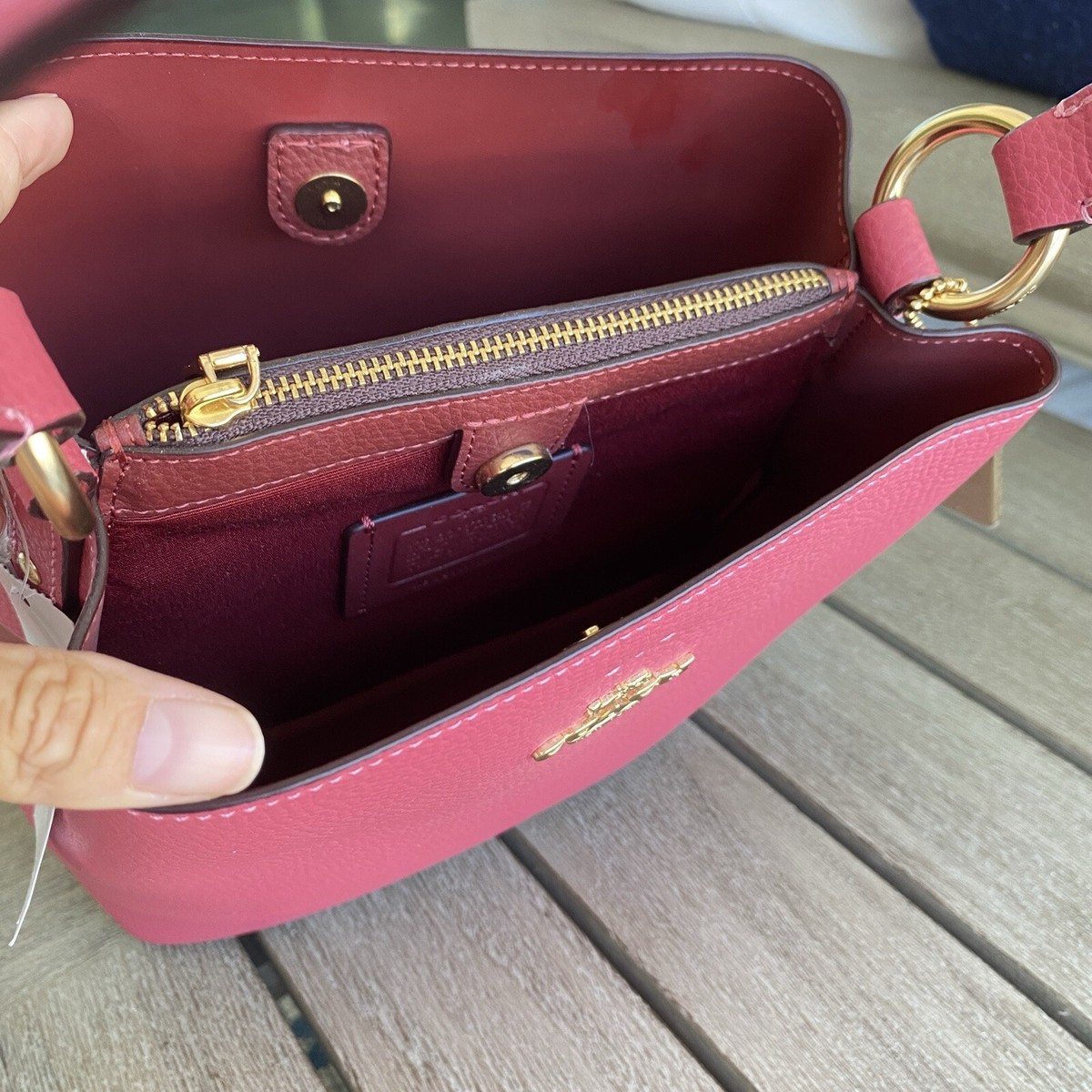 Coach 1011 Small Town Bucket Leather Bag Strawberry Haze