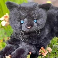 Auswella® Coal the Black Floppy Cat: Your 19-Inch Plush Companion