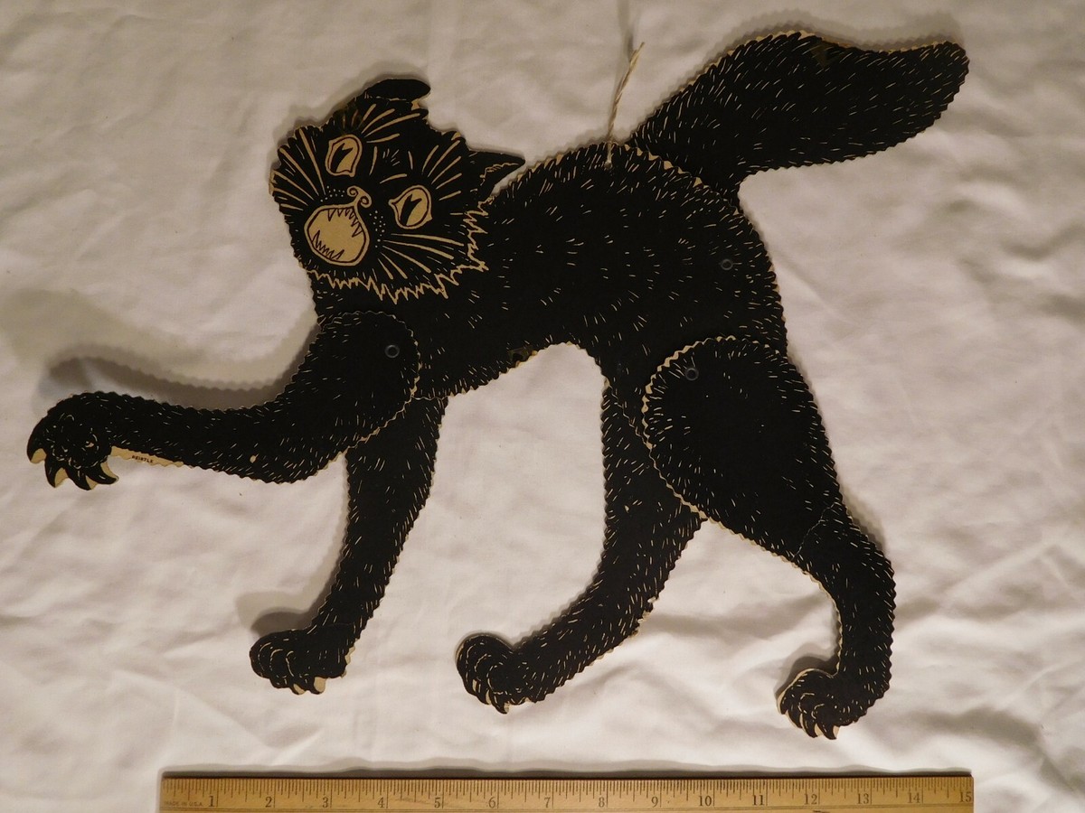 Antique Halloween Jointed Beistle 2-Sided Black Cat | eBay
