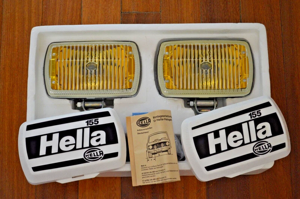 VTG NOS CHROME HELLA 155 YELLOW DRIVING LIGHTS W/ COVERS Jaguar XJS BMW Mercedes - Изображение 2 из 4