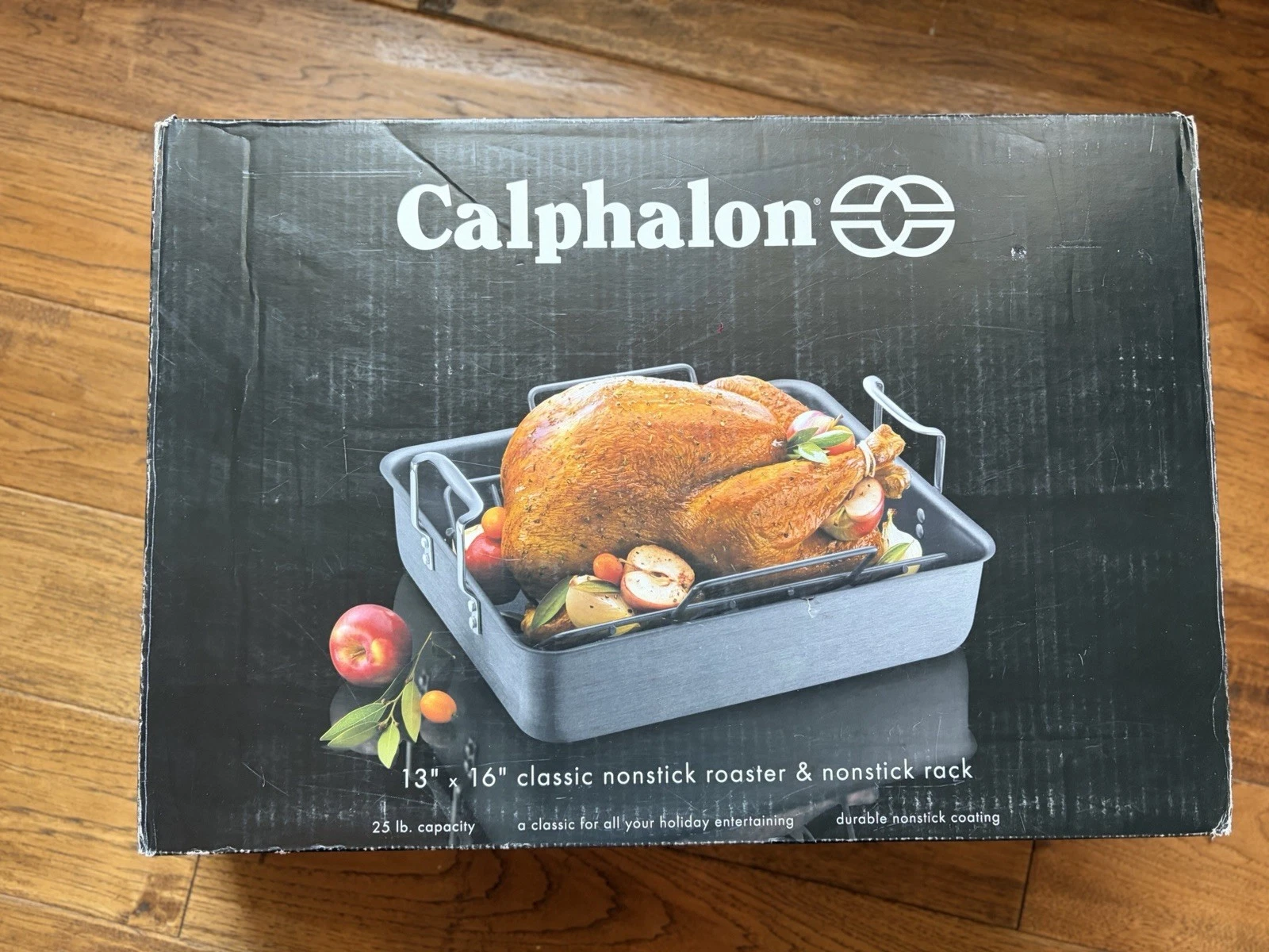 Calphalon 16 Inch Contemporary Nonstick Aluminum Roaster Pan with Cast Stainless