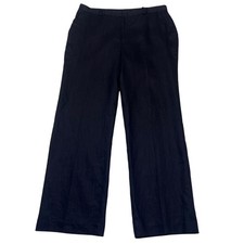Chaps Navy Blue 100% Linen Wide Leg Quiet Luxury Minimalist Dress Pants NWT 16