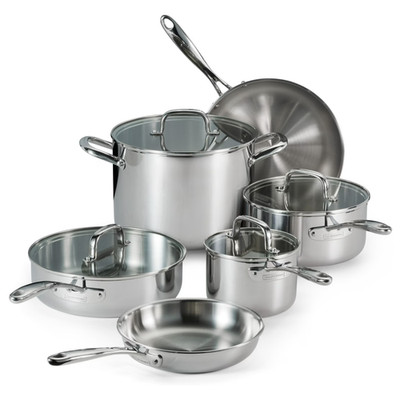 Tramontina Triverge 10 Piece Tri Ply Clad Stainless Steel Cookware Set, Inductio