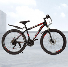 26 Inch Black Red Adult Bike, 21 Speed, Front suspension, Disc Brakes (176-185)