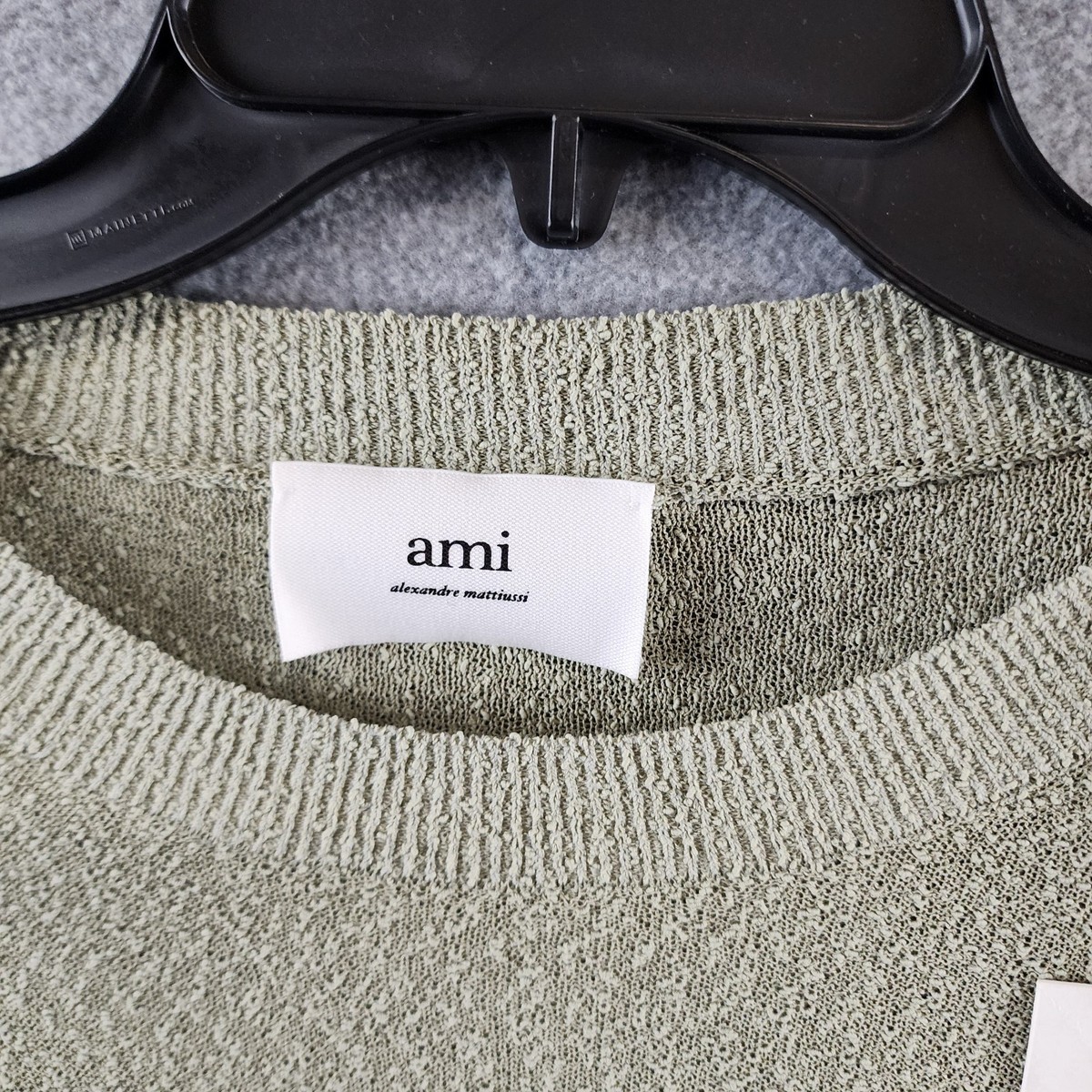 Ami Paris Crewneck Long Sleeve Sweater Men's Medium Sage Green Pullover View 5