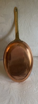 Vintage Tagus Chef Copper Oval Sauté Pan Long Brass Handle Made In Portugal