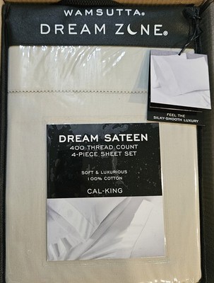 Wamsutta Dream Zone Dream Cotton Sateen 400TC CalKing Sheet Set Taupe/Khaki 