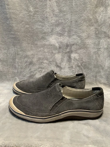 Scarpe uomo Clarks scamosciate taglia 14 M mocassini grigi slip on casual classici difetto preppy