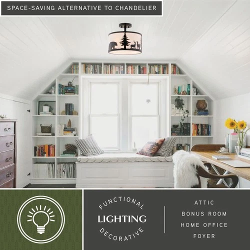 Vaxcel Lighting C0313 3 Light 13"W Flush Mount Drum Ceiling - Bronze - Picture 9 of 11