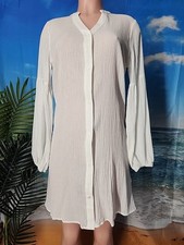 NWT Cupshe Beach Swim Cover Up White Sheer Size Medium Long Sleeve