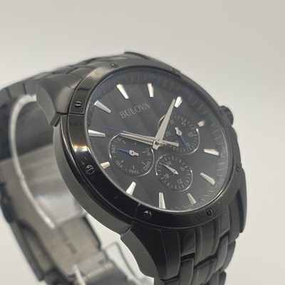 Bulova Men's Black Stainless Steel 43mm Watch 98C121 Multifunction