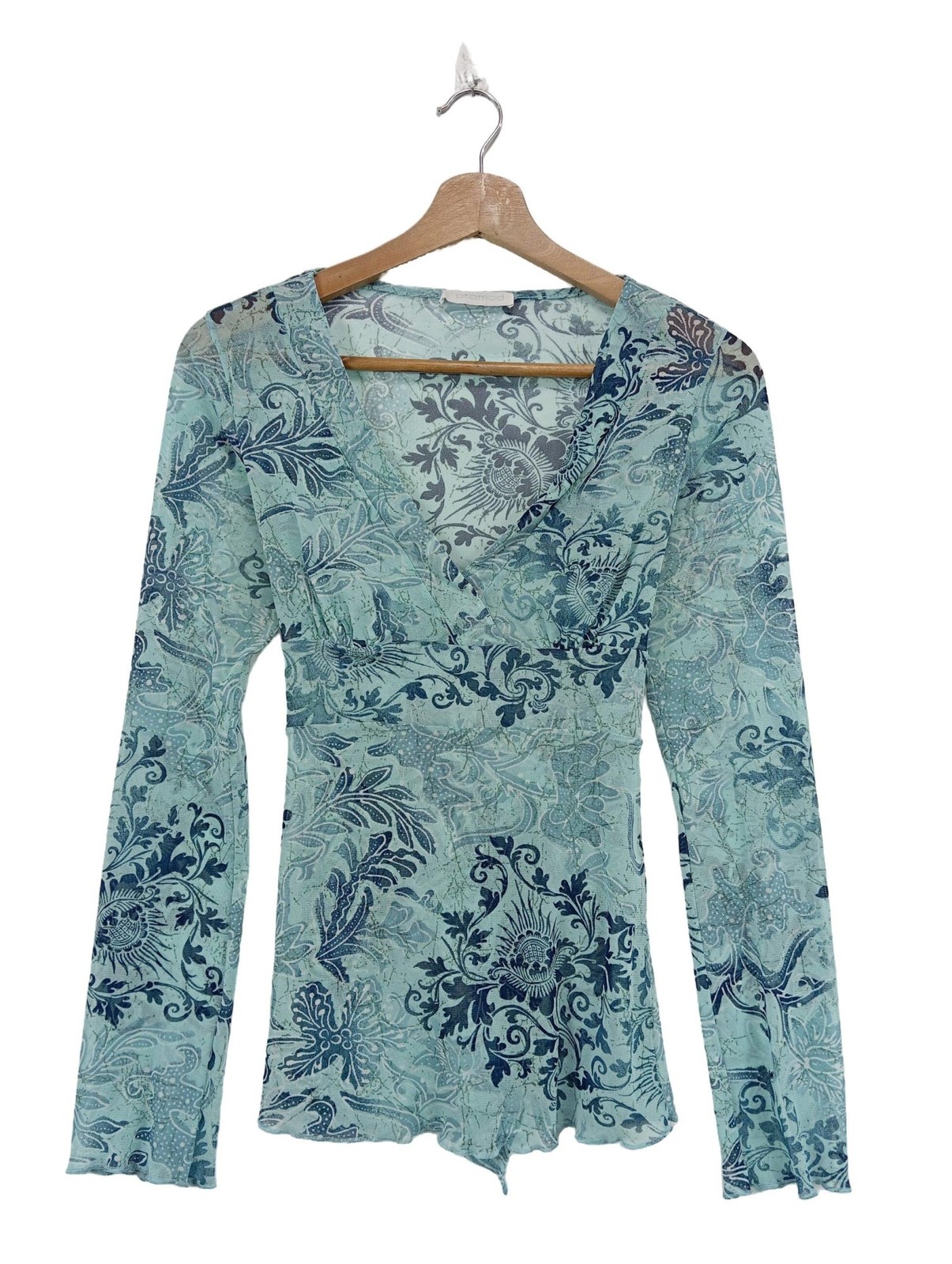 PROMOD Transparenz-Bluse Damen Bluse Gr. DE 36 blau Casual-Look