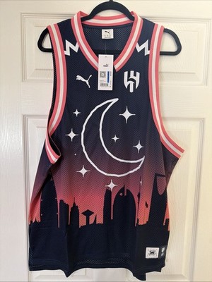 Puma Hoops x Al Hilal Mens Basketball Jersey Mens Navy Pink AOP Moon City