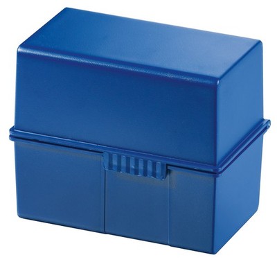 HAN Karteibox DIN A6 quer, für 400 Karten mit Stahlscharnier, blau Blau DIN A6