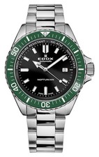 Reloj para hombre Edox Neptunian automático acero esfera negra fecha buzos 80120-3VM-NIN