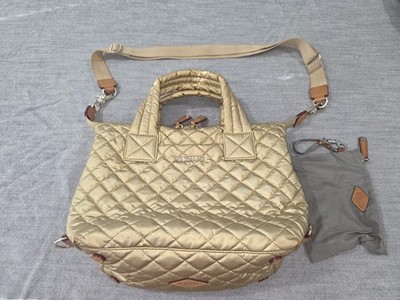 Mz Wallace Light Gold Pearl Quilted Small Deluxe Sutton Crossbody Bag