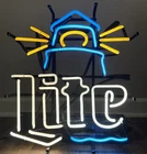 Miller Lite Neon Sign Blinking Lighthouse Unique Vintage Lamp Light 16 X 18”