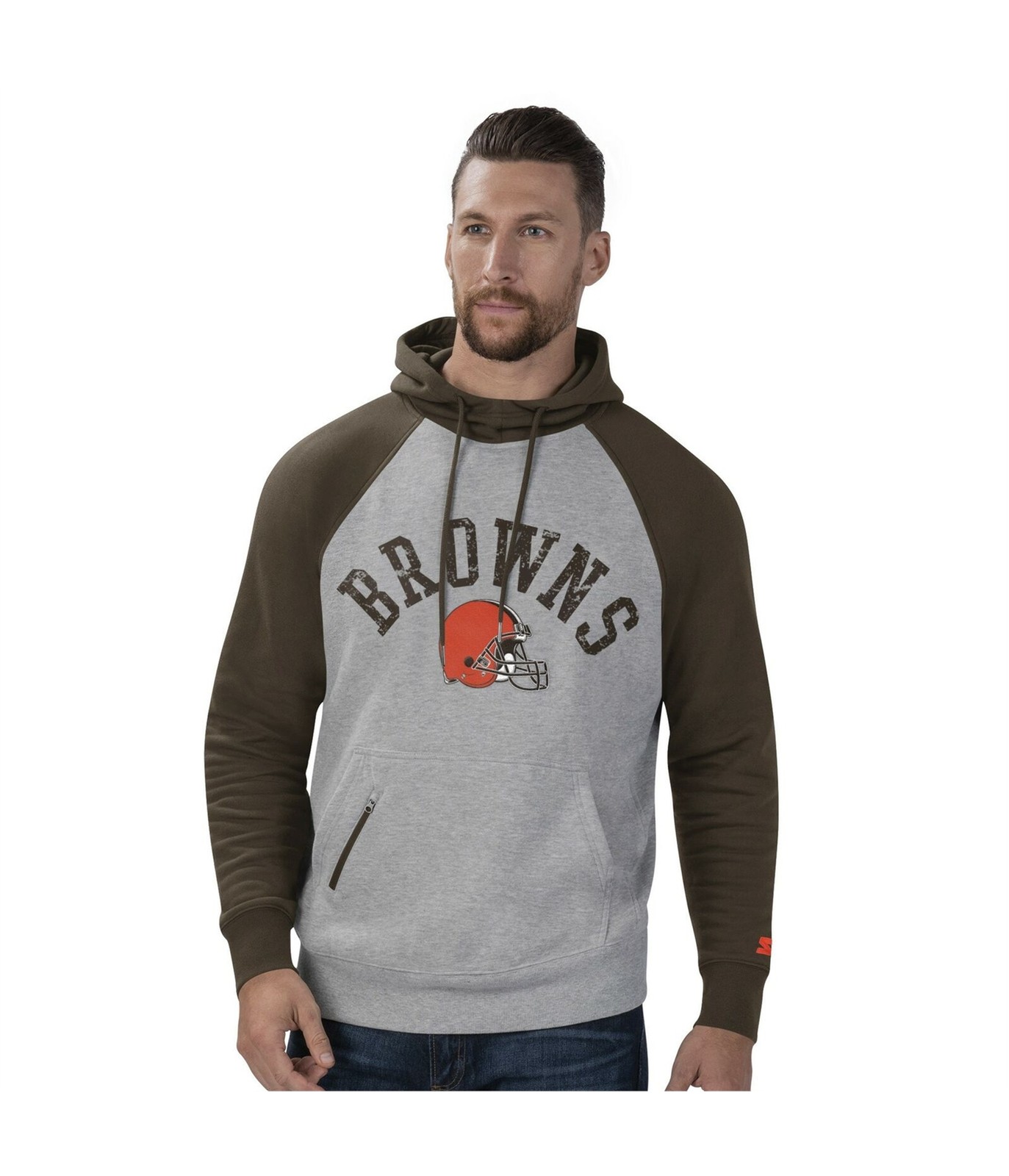 Мужская толстовка с капюшоном STARTER Mens Cleveland Browns коричневая большого размера 6890₽