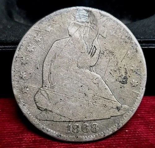 1868 Seated Liberty Half Dollar Holed/Plugged