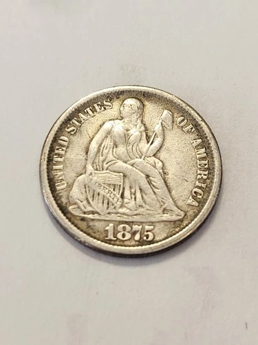 1875 CC EF+ Seated Liberty Dime Above Bow Rare