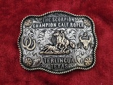 Rodeo Champion x Treme Calf Roping TROPHY BUCKLE Terlingua Texas RARE R31
