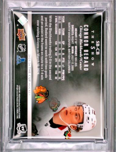 2023 Upper Deck The Cup /99 The Show Black #SB-CB Connor Bedard SSP PSA 6 view 15