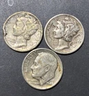 New ListingLOT of 3   MERCURY Silver Dimes  -  90% Silver 1941 1944 1946