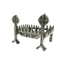 Dolls House Swan Fire Basket & 2 Fire Dogs Miniature Grate Fireplace Accessory